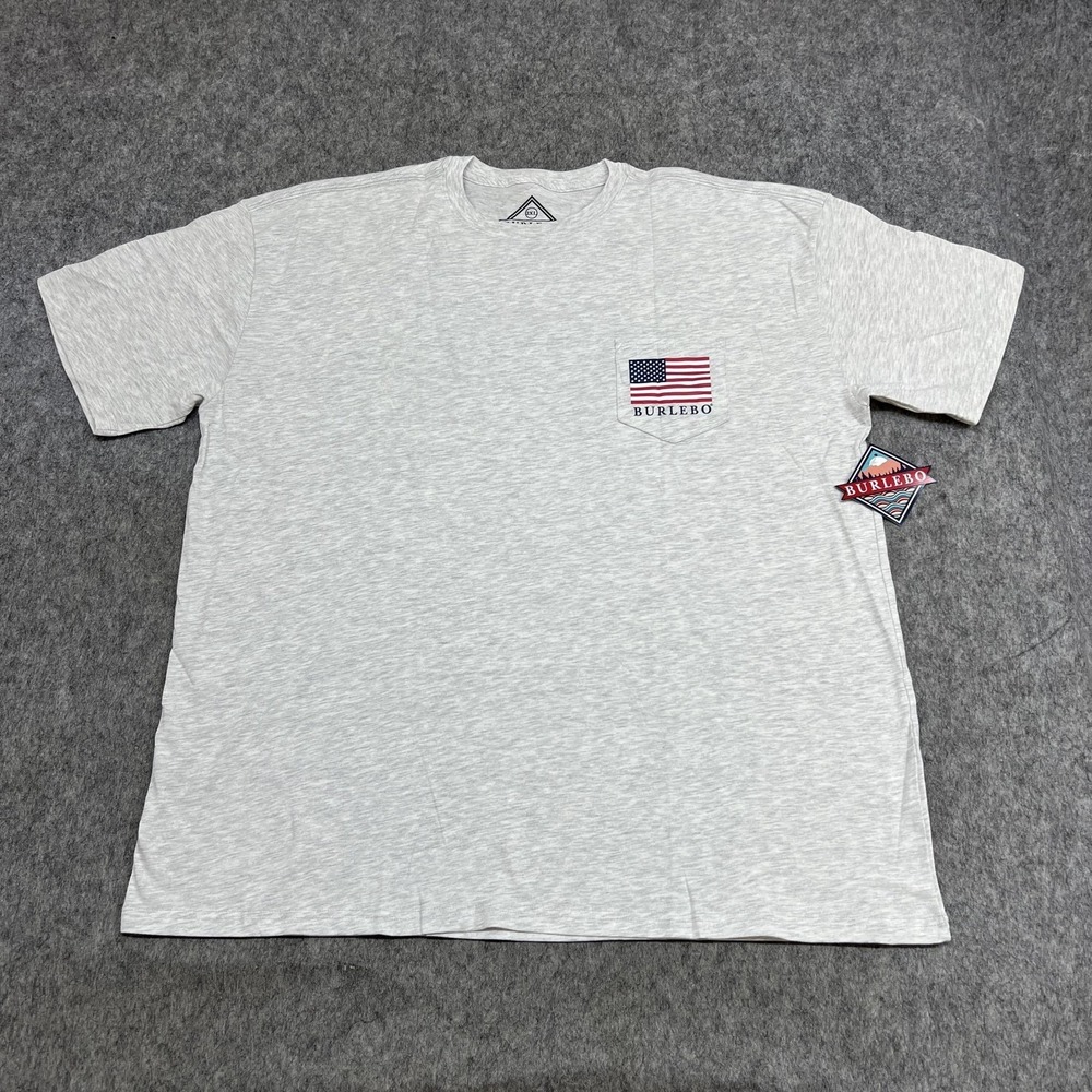 Burlebo Shirt Mens 2XL Gray Party Like W Reagan JFK Flag Pocket Tee USA NEW --.